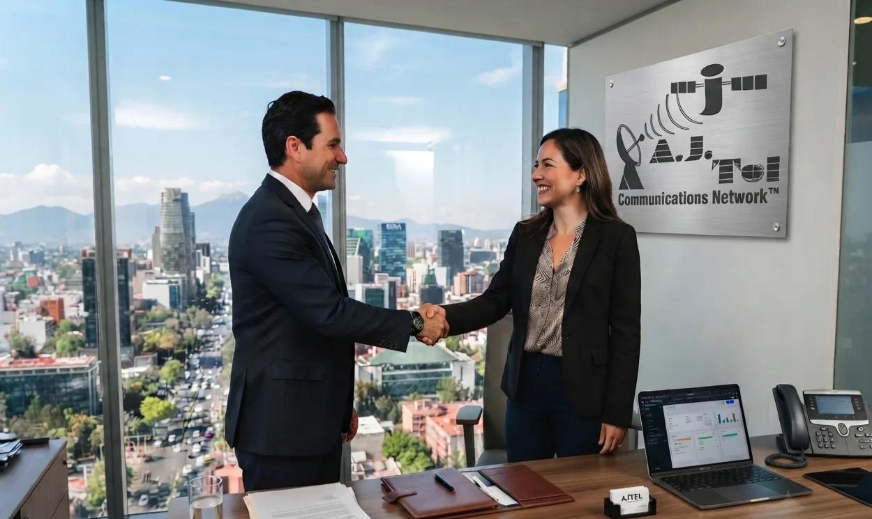 Firma de acuerdo en las oficinas de AJTEL Comunicaciones